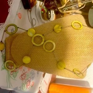 Vintage Mod lime green shell and silver necklace